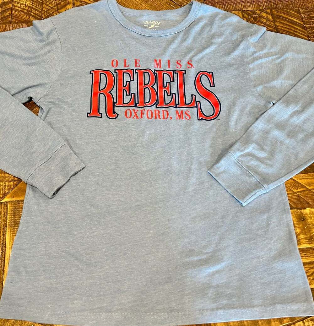 League Ole Miss Rebels Long Sleeve T-Shirt Size Small Blue